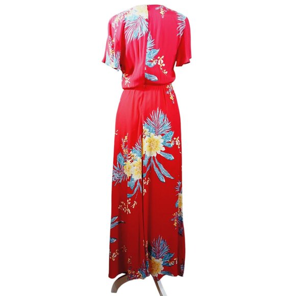 Leith, Red Floral Maxi Dress, Size Small, Short Sleeve, Cottage Core, Vacation, - Picture 3 of 15